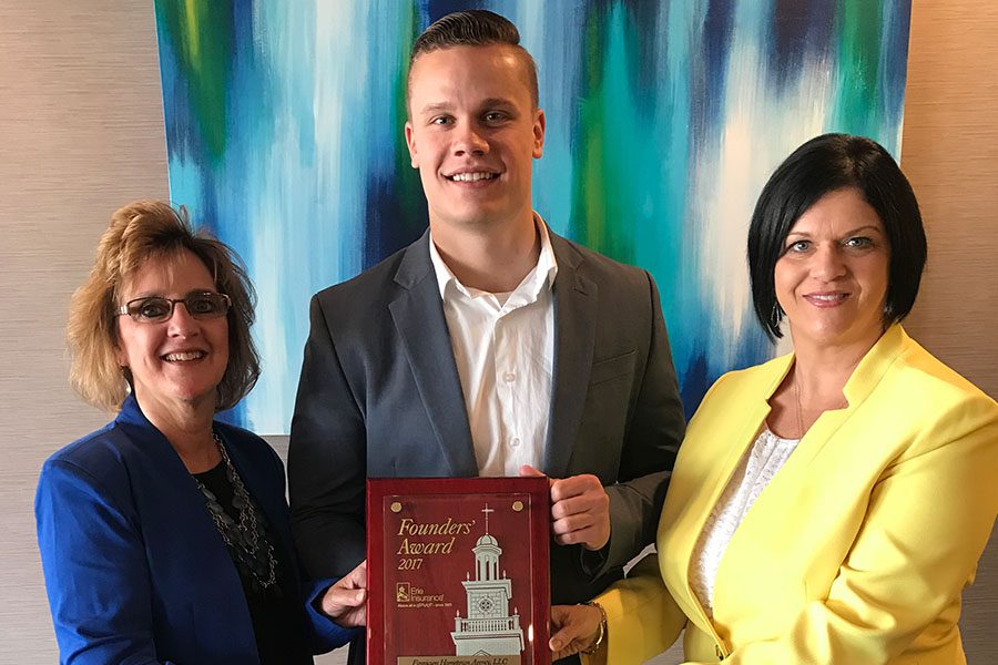 Homepage - Trisha and Denise Receiving the Erie Insurance Founders’ Award